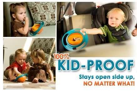 Universal Gyro Bowl that Never Spills! Baby Toddler 360 Rotate Non Spill Bowl