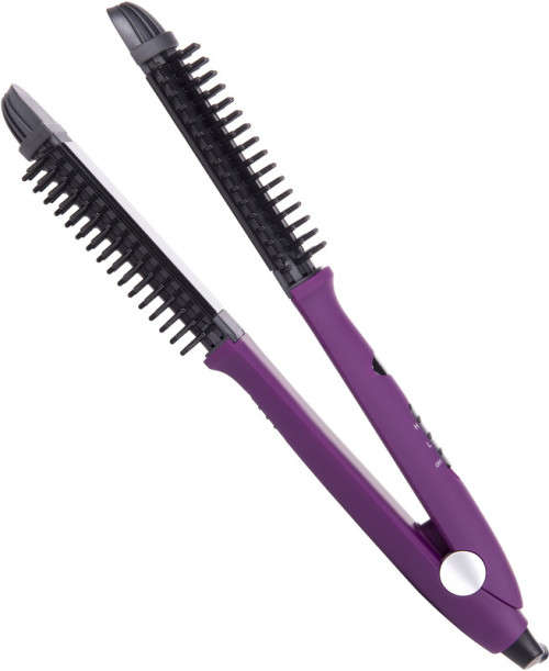 4-IN-1 Styler Ionic Hot Brush and Ceramic Flat Iron Straightens Curls Shines Volumizes hair