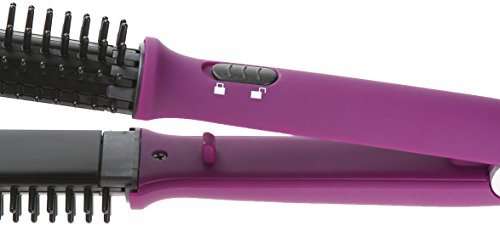 4-IN-1 Styler Ionic Hot Brush and Ceramic Flat Iron Straightens Curls Shines Volumizes hair