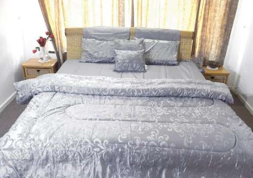 NEW 8 Piece Metallic Grey Designer Comforter Set Polyester Queen Size