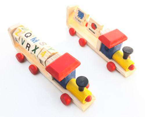 Set of 2 Wooden Toy Educational Trains Toddlers Numbers Or Alphabets Combo