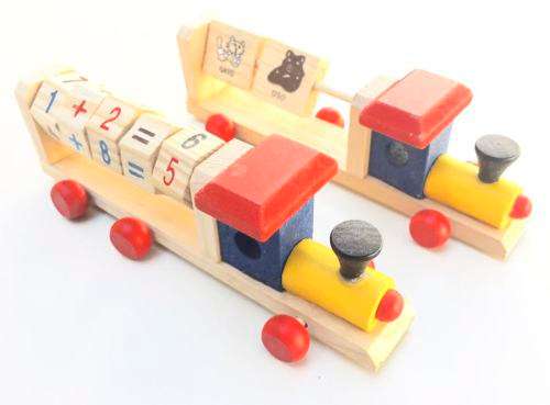 Set of 2 Wooden Toy Educational Trains Toddlers Numbers Or Alphabets Combo