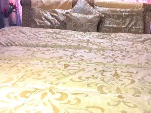 NEW 8 Piece Metallic Gold Designer Comforter Set Polyester Queen Size