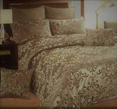 NEW 8 Piece Metallic Gold Designer Comforter Set Polyester Queen Size