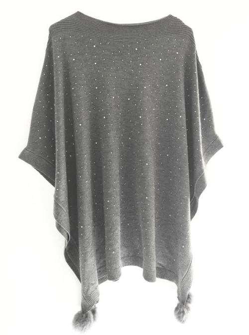 NEW Stylish Women's Pullover Poncho O-Neck Knitted Shimmer Shawl 3 Colors Available