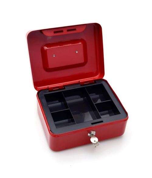 Medium Metal Cash Money Jewelry Box Security Lockable Home 20cm x 16cm x 9cm