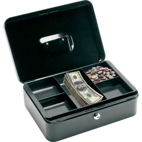 Medium Metal Cash Money Jewelry Box Security Lockable Home 20cm x 16cm x 9cm