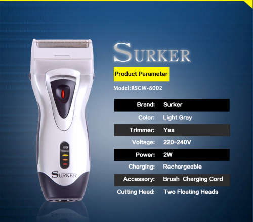 Surker Professional Washable Rechargeable Dual Electric Shaver RSCW-8002