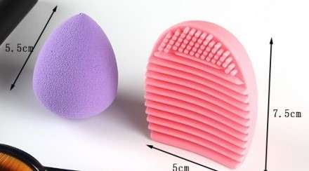 NEW 7-Pc Makeup Set with 5 Toothbrush Oval Brushes, 1 Puff & 1 Sponge in Black Box