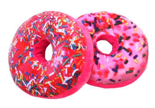 NEW Rainbow Sprinkle Pink Donut Pillow Cushion 37cm