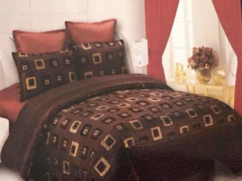 6pc Designer Brown Queen Bedspread Set