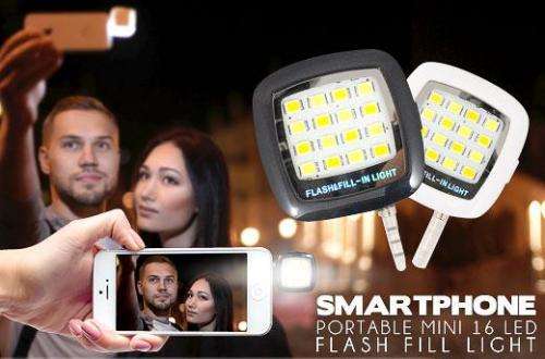 Popular Mini 16 LED Flash Fill Light Selfie Night Photo For Smartphone iPhone Black