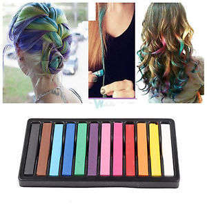 12 Color Hair Chalk DIY Temporary Hair Dye Pastels Salon Kit Non Toxic