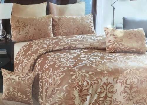 NEW 8 Piece Metallic Gold Designer Comforter Set Polyester Queen Size