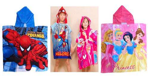 Hooded Kids Towel Choose from Princess or Spiderman Theme 120 x 60 cm
