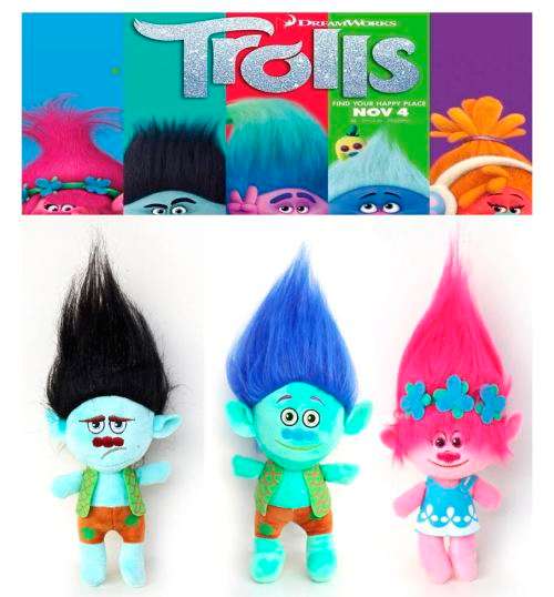 NEW Trolls Plush Soft Toy Good Luck Trolls with Hook for Hanging