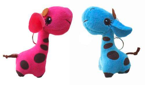 NEW Lovely Big Head Giraffe Soft Plush Baby Toy Keychain Yellow, Pink or Blue
