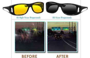 HD Night Vision Unisex Driving Two Sunglasses Men Women Over Wrap around Glasses