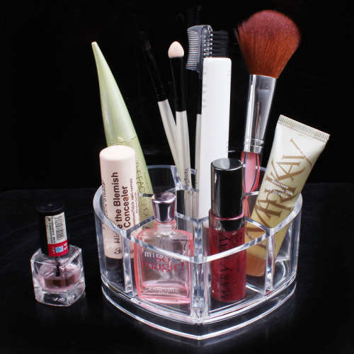 Heart Shaped Acrylic Cosmetic Organizer Makeup Brushes Holder