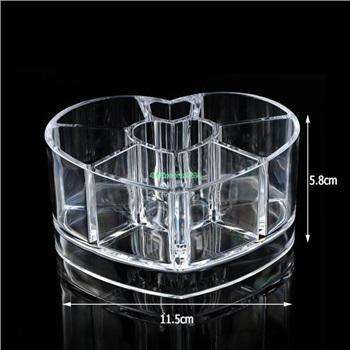 Heart Shaped Acrylic Cosmetic Organizer Makeup Brushes Holder