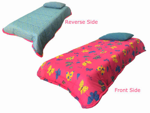 Kids Reversible Butterfly And Polka Dotted Design Single Comforter