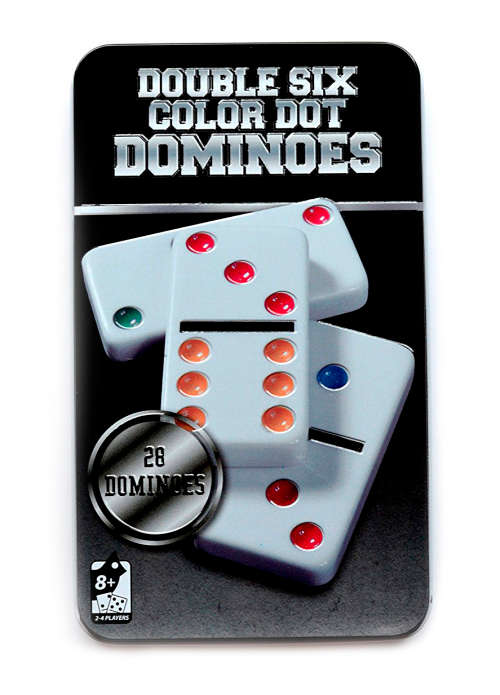 Dominoes Premium Set Of 28 Double Six Color Dot Dominoes Set With Metal Tin Case