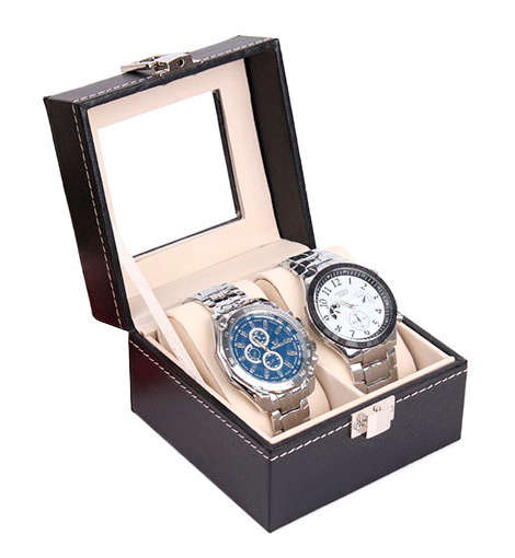2-Compartment Wrsit Watch Case Storage Display Box