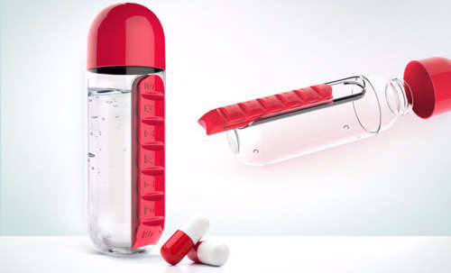Pill & Vitamin Organizer Water Bottle