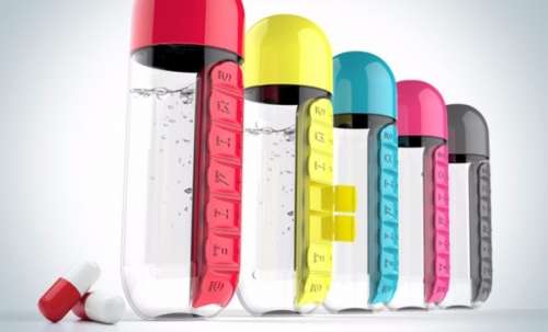 Pill & Vitamin Organizer Water Bottle