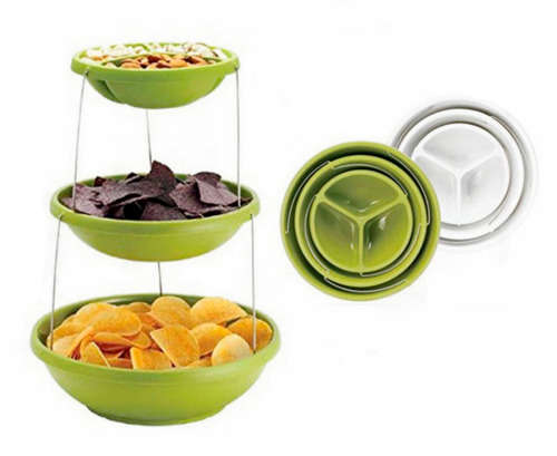 Creative Party Bowl 3 Layer Folding Bowl Cake Fruit Plate Stretch Candy Bowl Kitchen Storage Tray