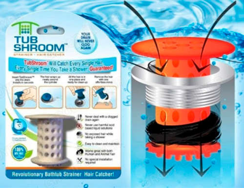 TubShroom Tub Drain Protector Hair Catcher White