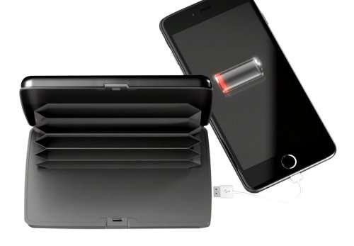 Bell Howell E-Charge Wallet with RFID Protected Technology Plus Phone Charger