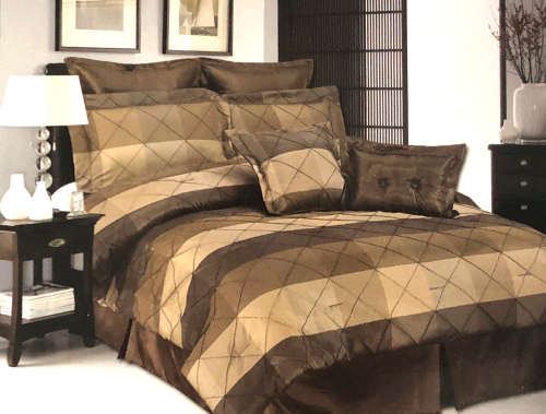 12pc Queen Brown Designer Comforter Set