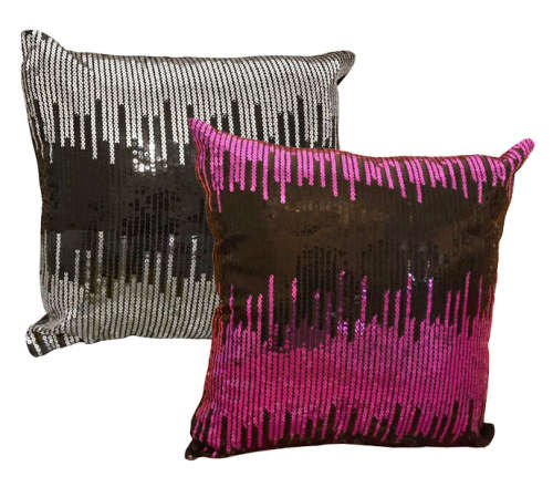 Home Decor Sparkle Soft Cushion - Purple and Silver