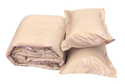 100% Duck Feather Duvet with Two Pillow Cases - Beige