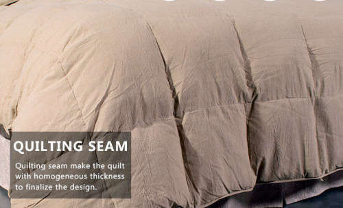 100% Duck Feather Duvet with Two Pillow Cases - Beige