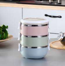 Portable Thermal Insulated Stainless Steel Triple Layer Lunch Box