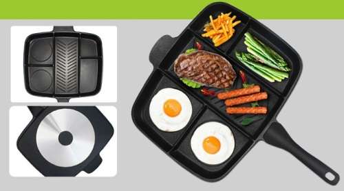 NEW 5-in-1 Master Divided Pan for Grilling Frying Breakfast