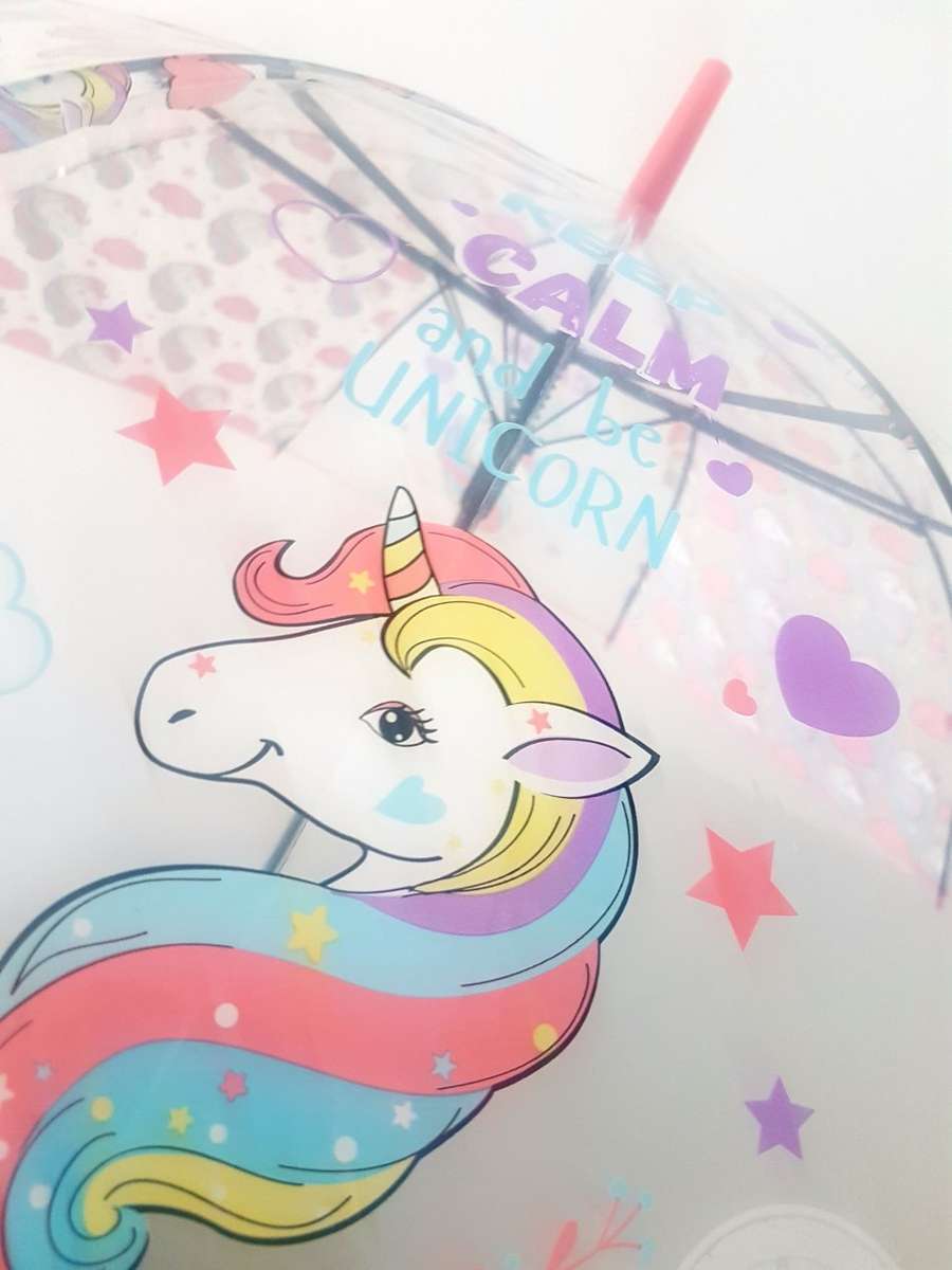 Transparent Unicorn Design Kids Umbrella - Assorted Color