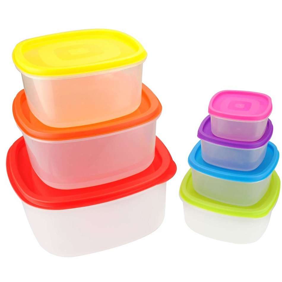 Black Friday: 7pcs Clear Plastic Food Storage Box Containers With Multi Colour Lids