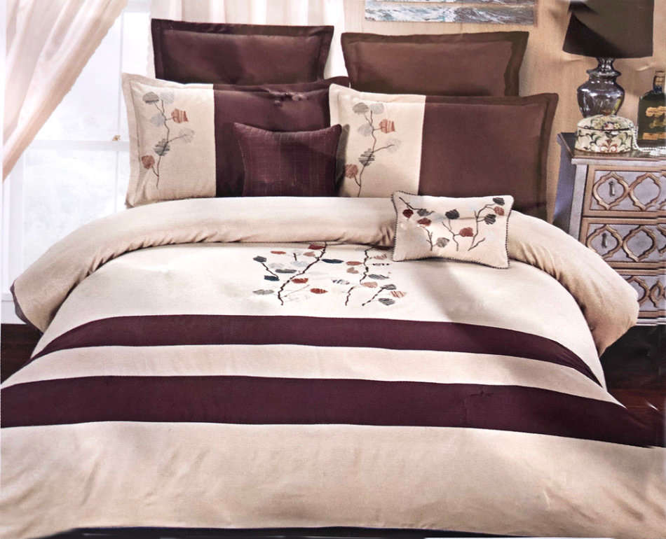 11 Piece King Size Brown and Beige Home bedding Comforter Set