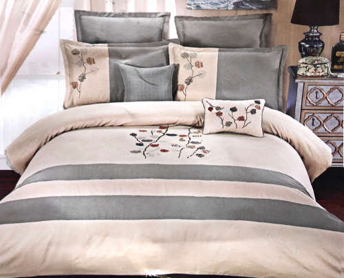11 Piece King Size Grey and Beige Home bedding Comforter Set