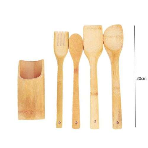 5pcs Bamboo Kitchen Cooking Tools Utensils Set Spatulas Spoons