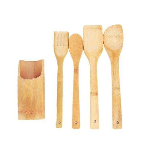5pcs Bamboo Kitchen Cooking Tools Utensils Set Spatulas Spoons