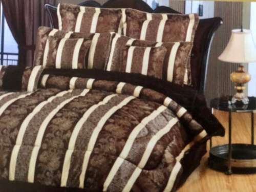 New Queen Size 12pc Brown Designer Comforter Set
