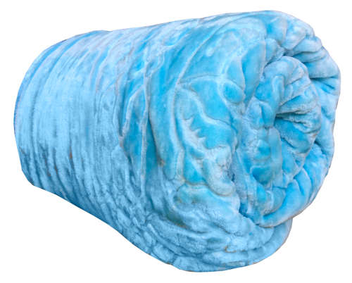 Super Soft 3 PLY HEAVY Quality Mink & Embossed Blanket - Sky Blue