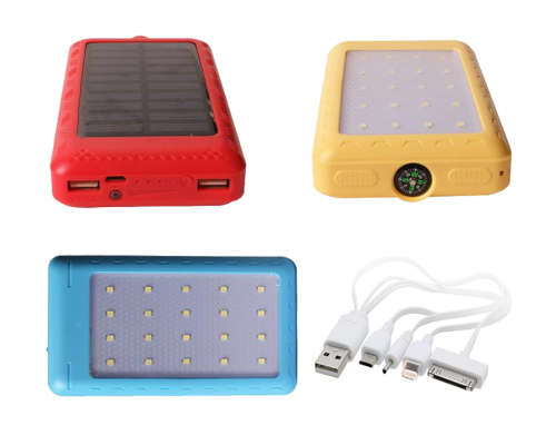 30800mAh Dual Output Solar Charger Power Bank with 20LED Flashlight: Black