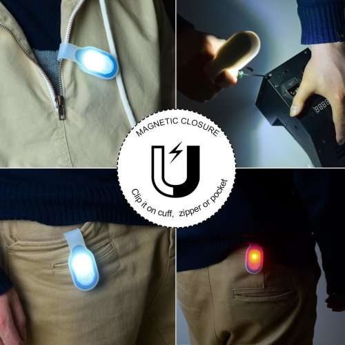 LED Clip on Cloth 3 Modes Magnetic Safety Light Hiking Running Safety Warning