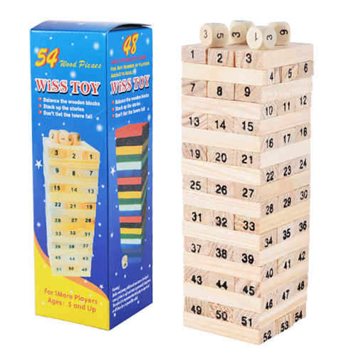 54pcs Wooden Stacking and Balancing Wiss Game Toy - Numbers