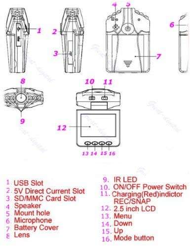 Car Vehicle HD DVR 2.5" TFT LCD 6 IR LED Video Recorder Camera Road Safety Guard
